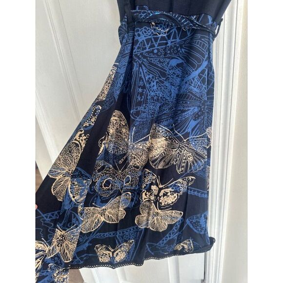 Desigual Y2K Blue Butterfly Floral Dress Women's Small Fairycore - Picture 5 of 9
